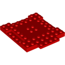 LEGO 15624 Red Brick, Modified 8 x 8 x 2/3 with 1 x 4 Indentations and 1 x 4 Plate